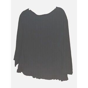 Click by Color Me Cotton Black 100% LINEN 3/4 Sleeve Ruffled Hem Top Sz L